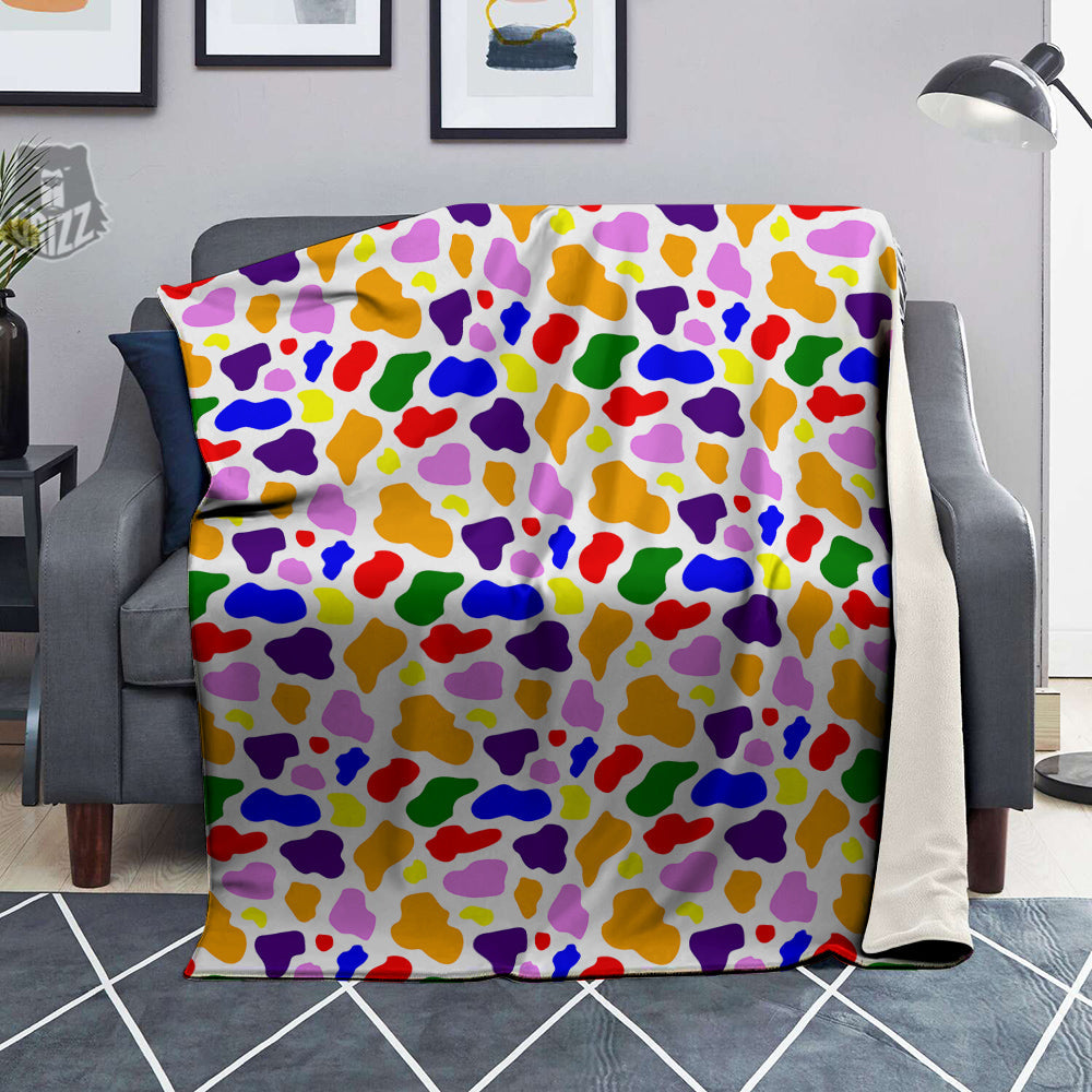 Rainbow Cow Print Pattern Blanket-grizzshop