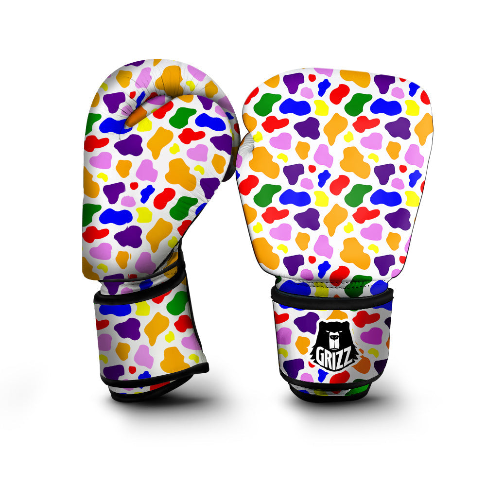 Rainbow Cow Print Pattern Boxing Gloves-grizzshop