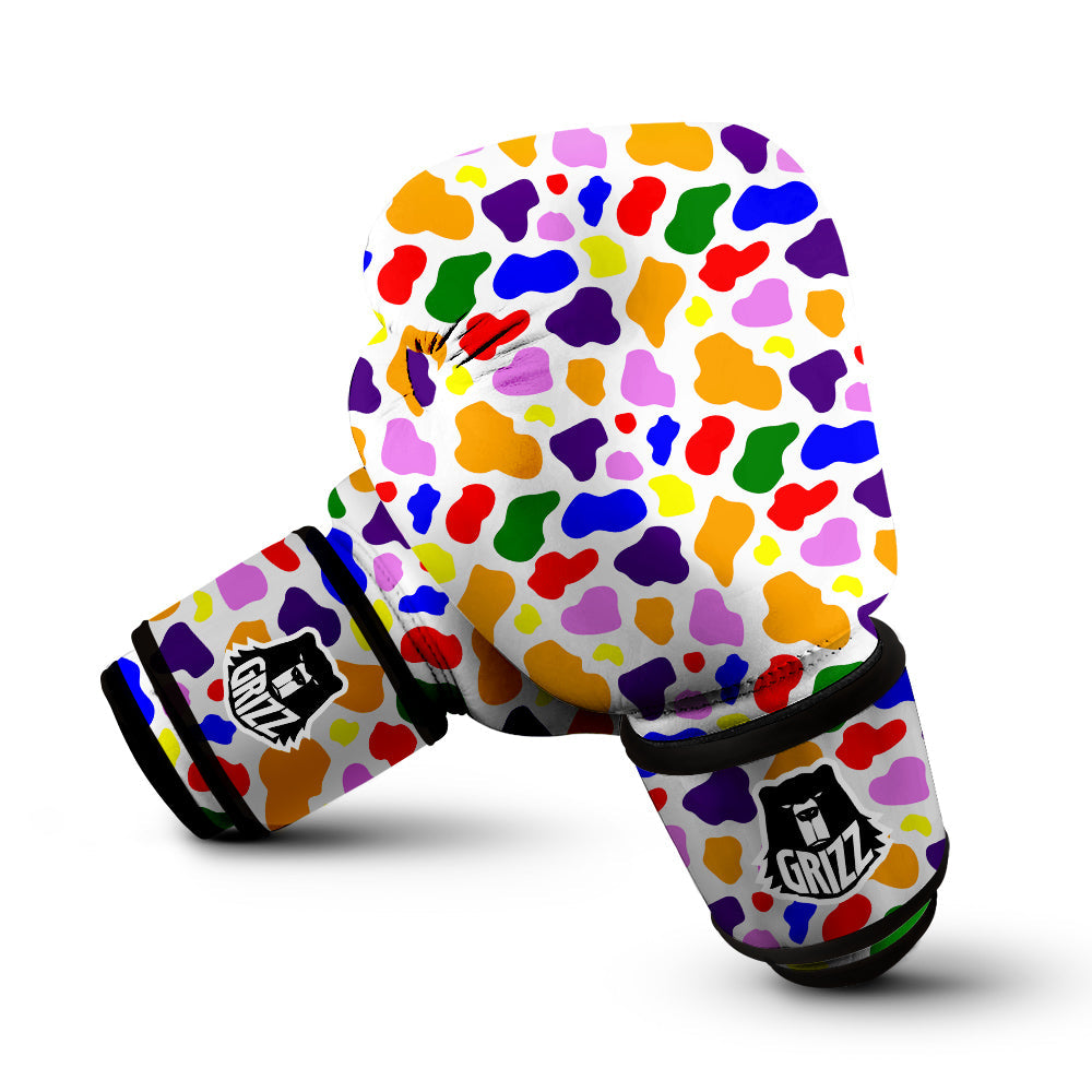 Rainbow Cow Print Pattern Boxing Gloves-grizzshop