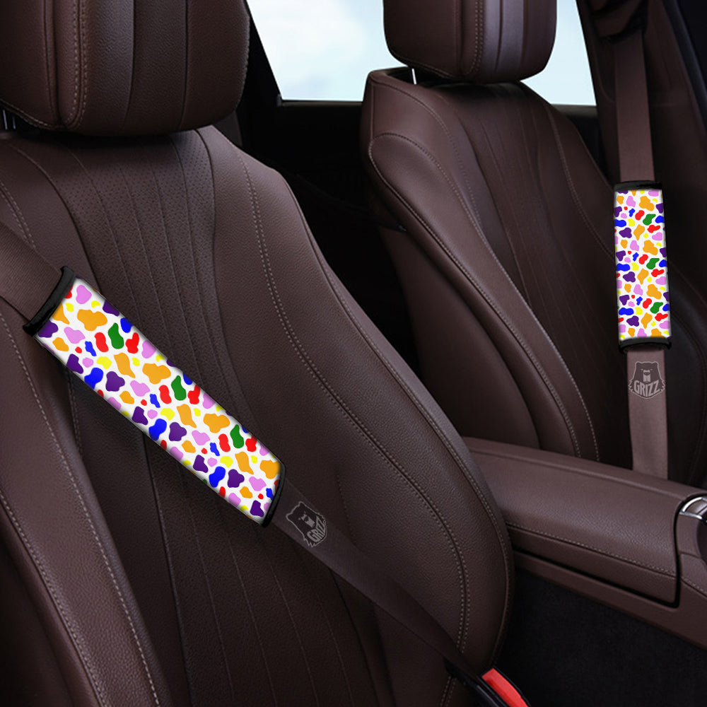 Rainbow Cow Print Pattern Car Seat Belt Cover-grizzshop