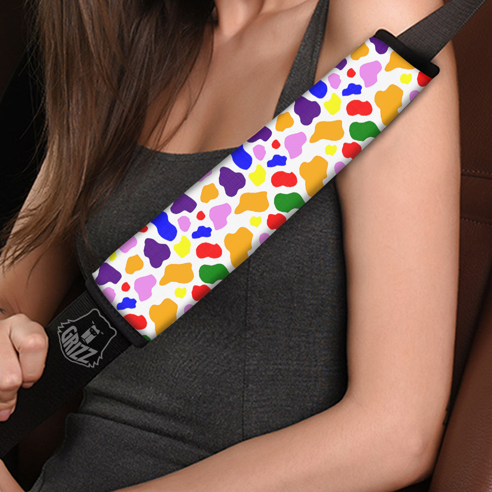 Rainbow Cow Print Pattern Car Seat Belt Cover-grizzshop