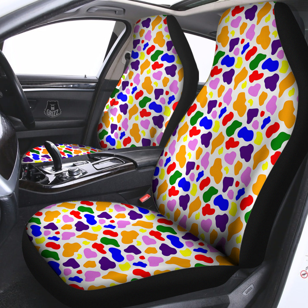Rainbow Cow Print Pattern Car Seat Covers-grizzshop