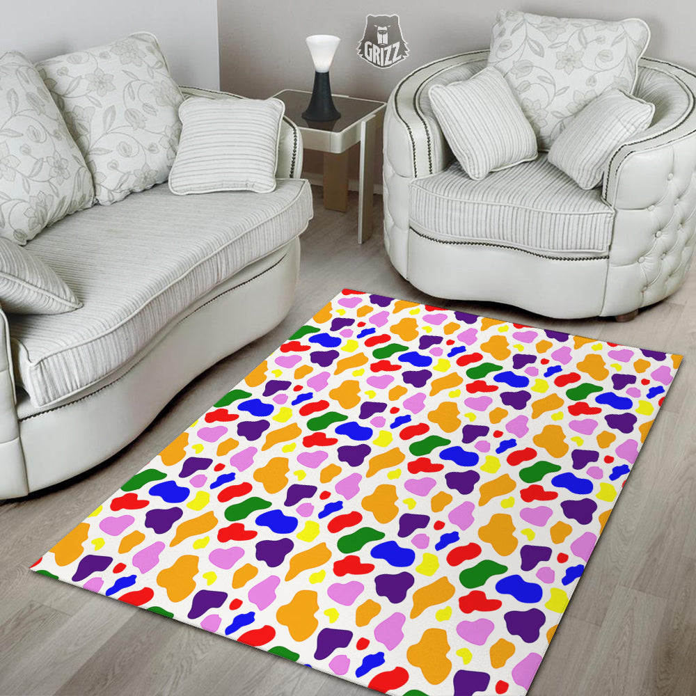 Rainbow Cow Print Pattern Floor Mat-grizzshop