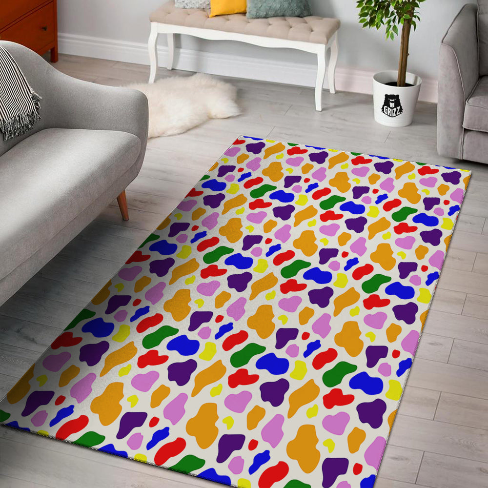 Rainbow Cow Print Pattern Floor Mat-grizzshop