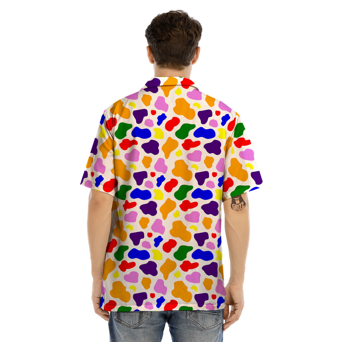 Rainbow Cow Print Pattern Men’s Hawaiian Shirt-grizzshop