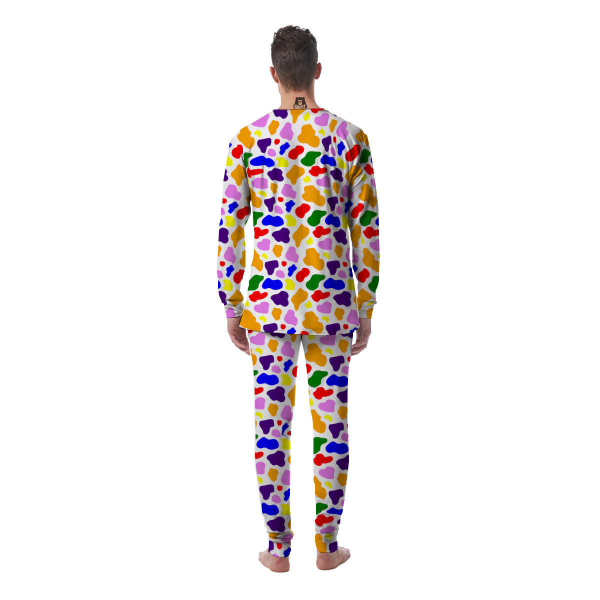 Rainbow Cow Print Pattern Men's Pajamas-grizzshop