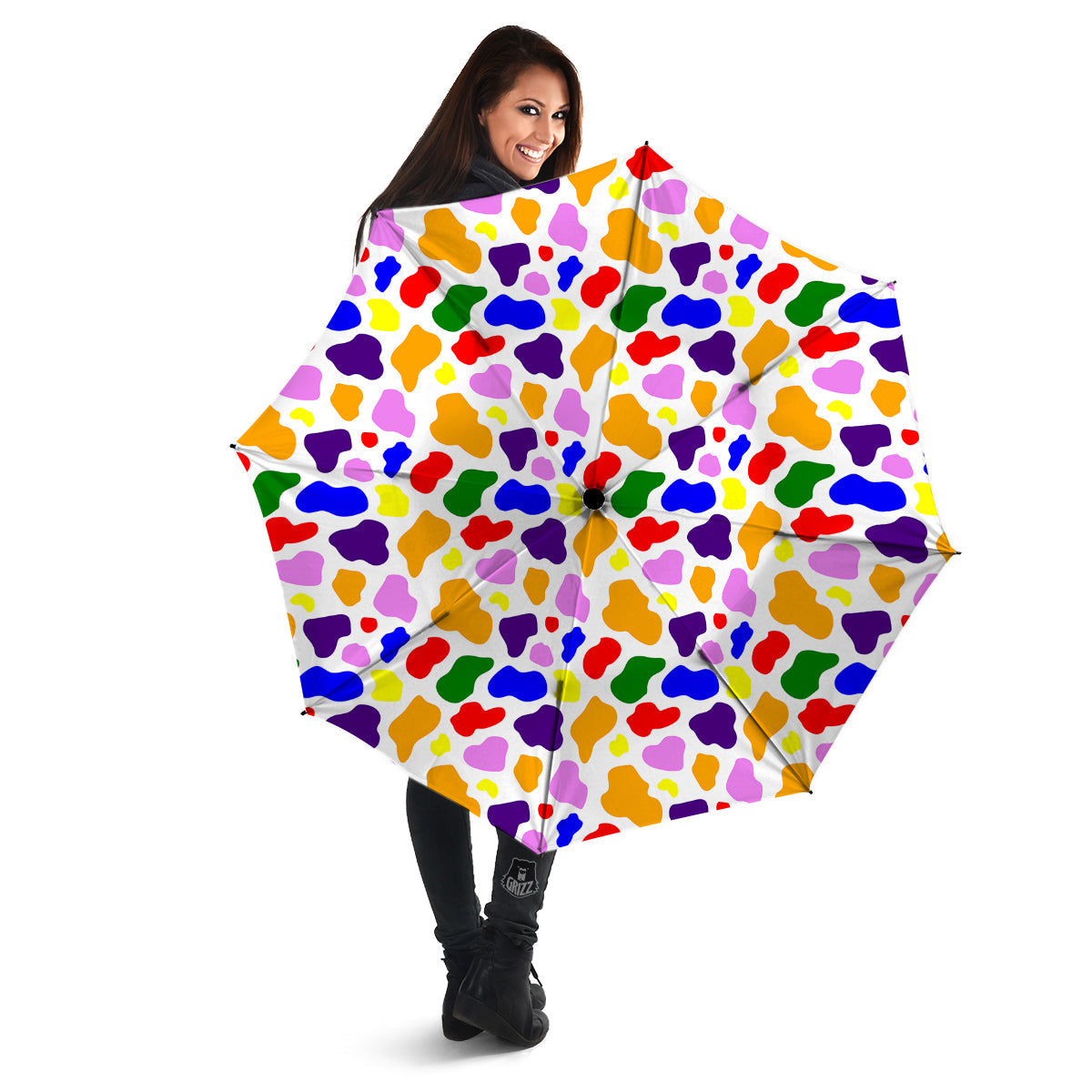 Rainbow Cow Print Pattern Umbrella-grizzshop