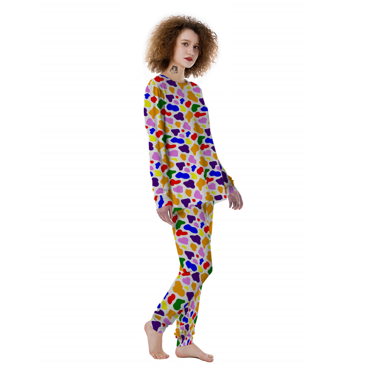 Rainbow Cow Print Pattern Women's Pajamas-grizzshop