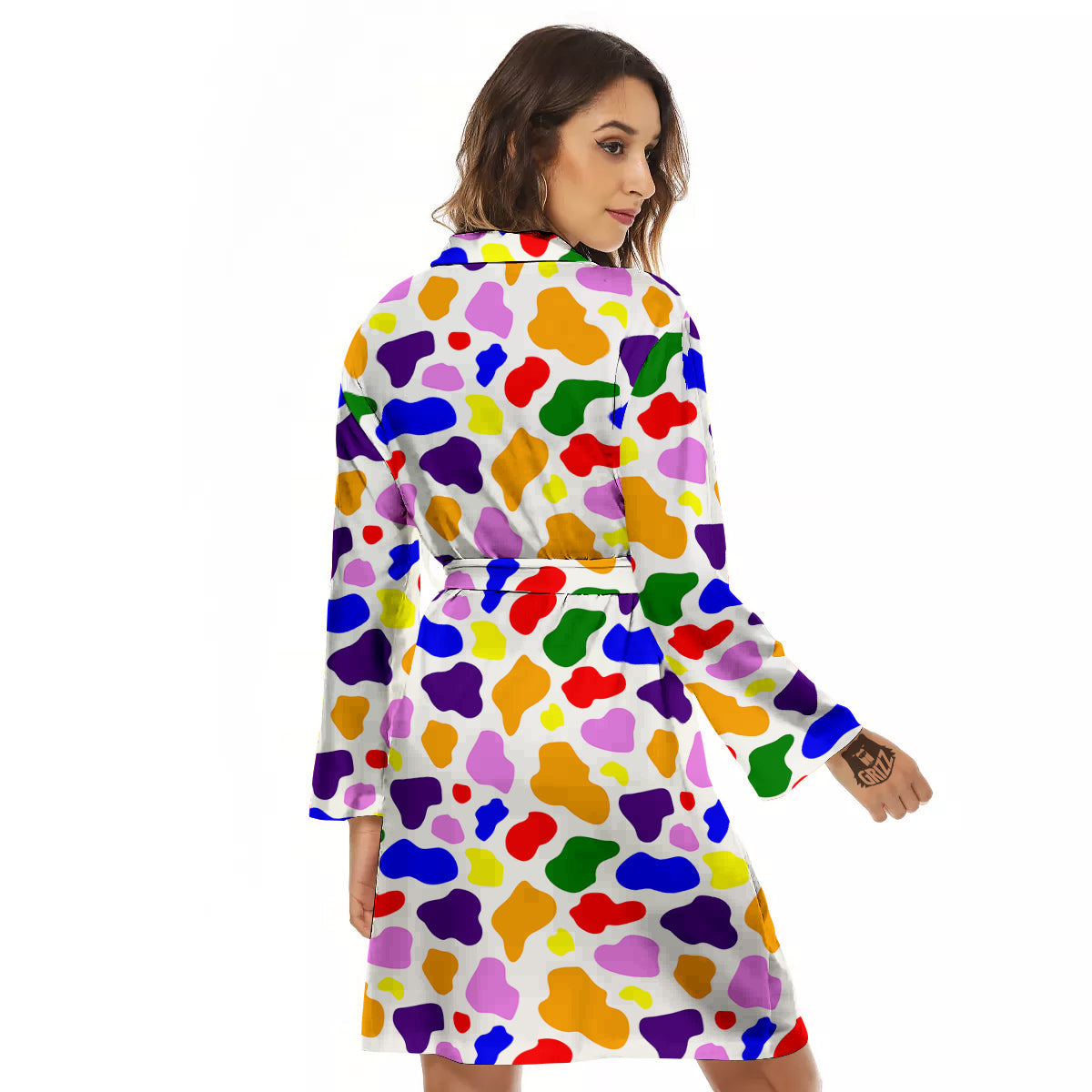 Rainbow Cow Print Pattern Women's Robe-grizzshop