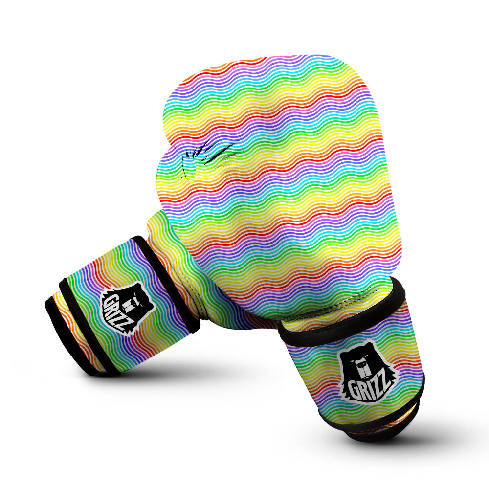 Rainbow Curved Print Pattern Boxing Gloves-grizzshop