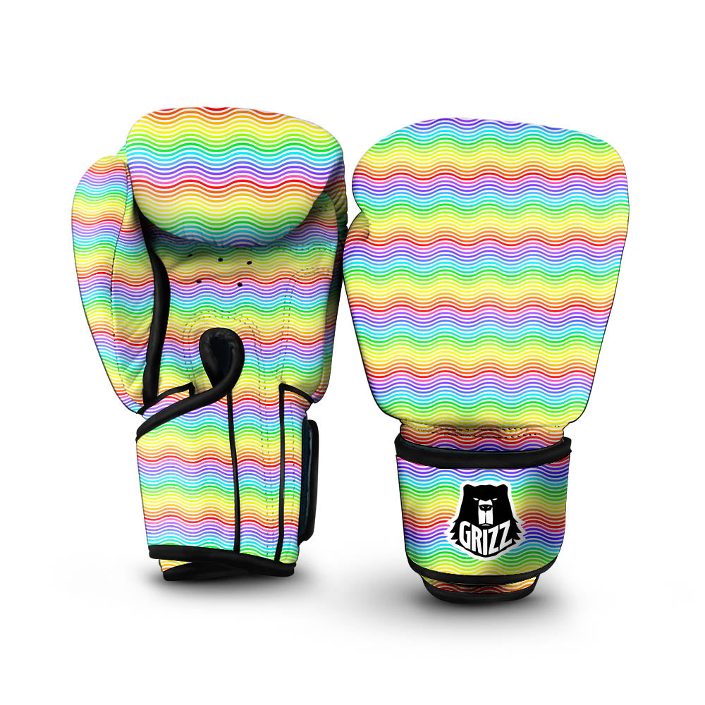 Rainbow Curved Print Pattern Boxing Gloves-grizzshop