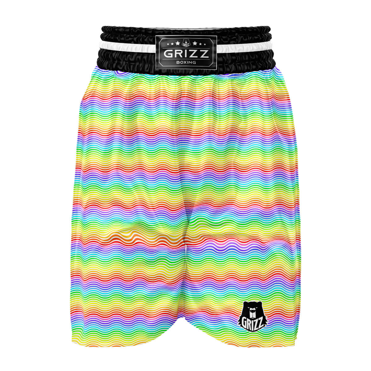 Rainbow Curved Print Pattern Boxing Shorts-grizzshop
