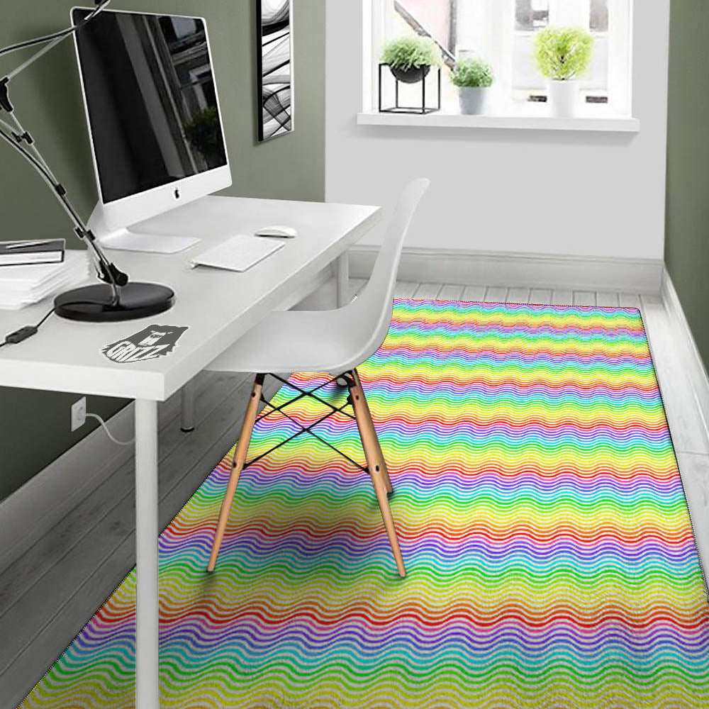 Rainbow Curved Print Pattern Floor Mat-grizzshop