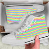 Rainbow Curved Print Pattern White High Top Shoes-grizzshop