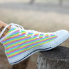 Rainbow Curved Print Pattern White High Top Shoes-grizzshop