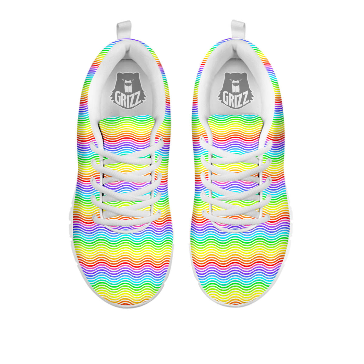 Rainbow Curved Print Pattern White Sneaker-grizzshop