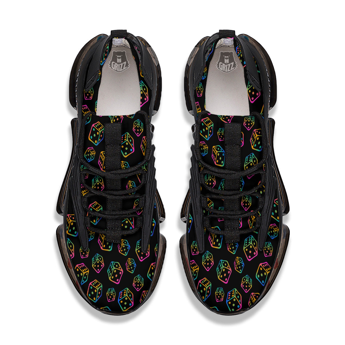 Rainbow Dice Print Pattern Black Gym Shoes-grizzshop
