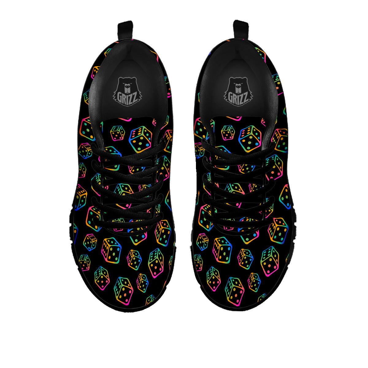 Rainbow Dice Print Pattern Black Sneaker-grizzshop