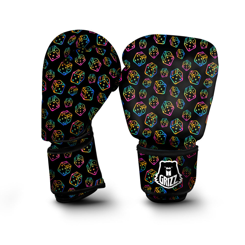 Rainbow Dice Print Pattern Boxing Gloves-grizzshop