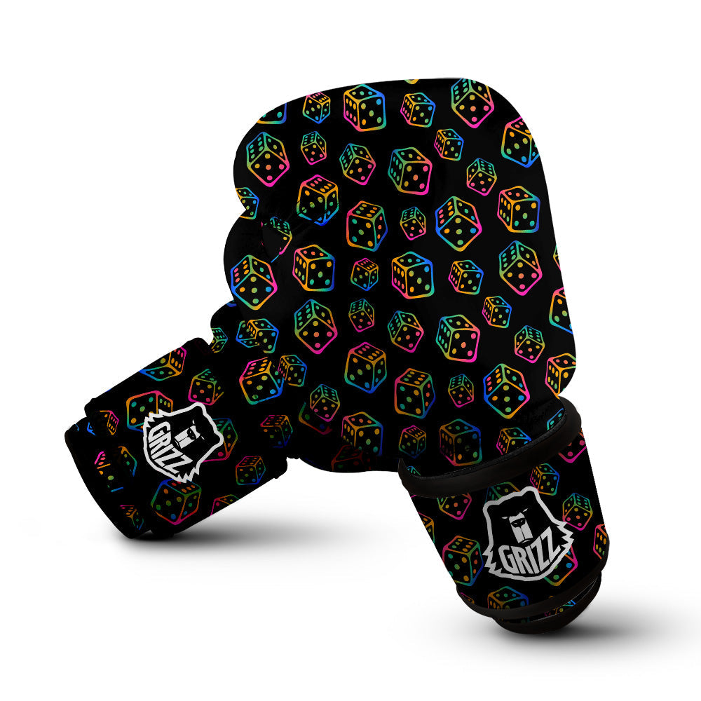 Rainbow Dice Print Pattern Boxing Gloves-grizzshop