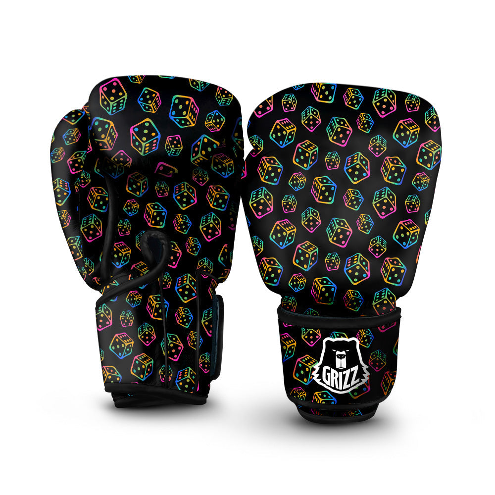 Rainbow Dice Print Pattern Boxing Gloves-grizzshop