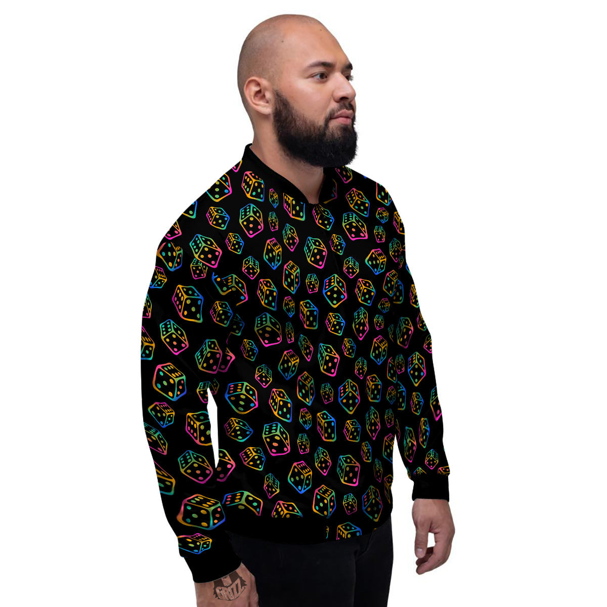 Rainbow Dice Print Pattern Men's Bomber Jacket-grizzshop