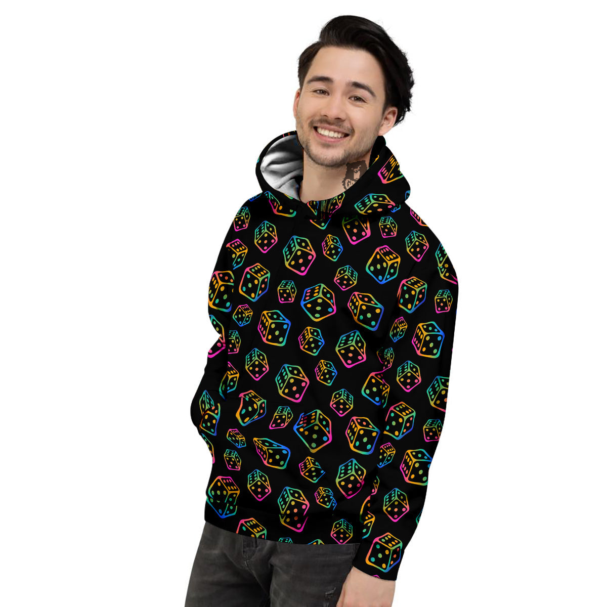 Rainbow Dice Print Pattern Men's Hoodie-grizzshop