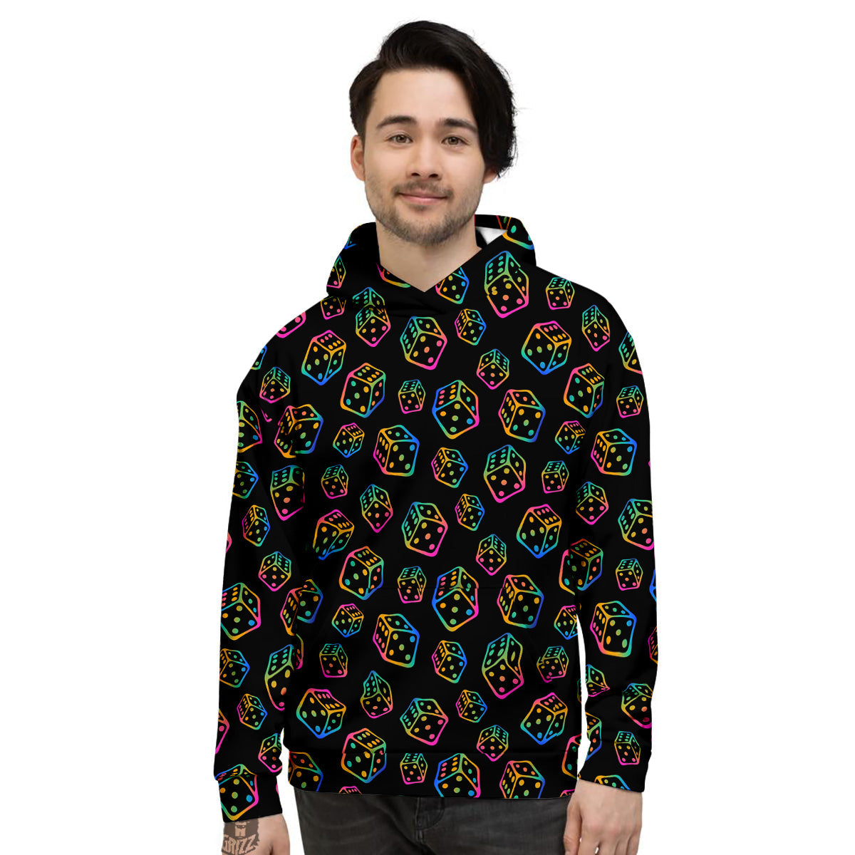 Rainbow Dice Print Pattern Men's Hoodie-grizzshop