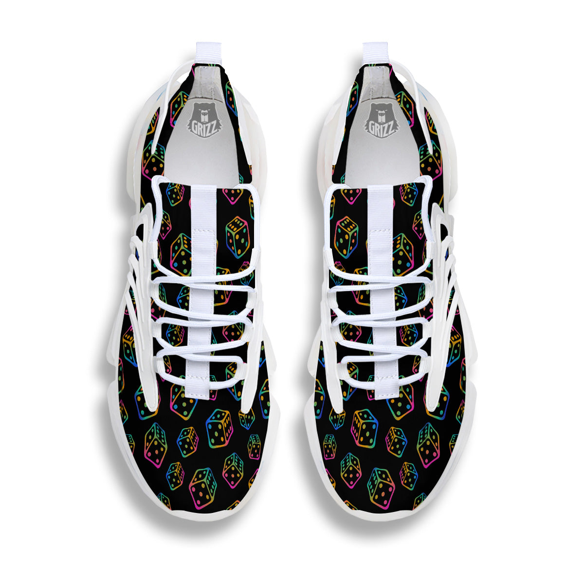 Rainbow Dice Print Pattern White Gym Shoes-grizzshop