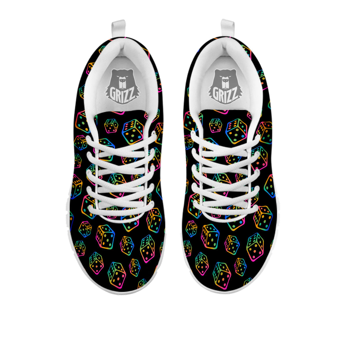 Rainbow Dice Print Pattern White Sneaker-grizzshop