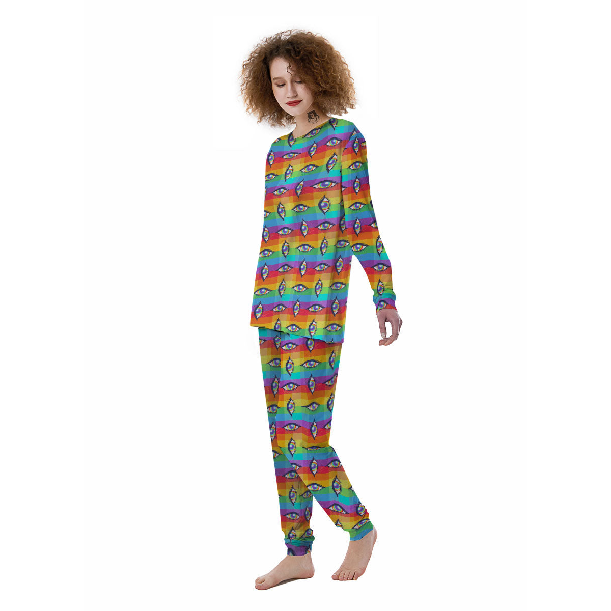 Rainbow Eyes LGBT Pride Print Pattern Women's Pajamas-grizzshop