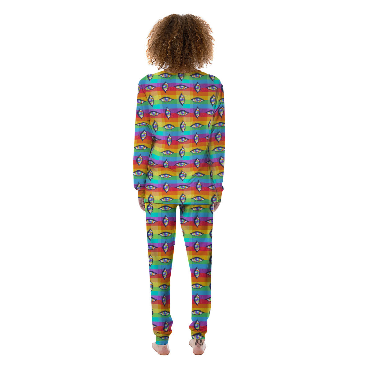 Rainbow Eyes LGBT Pride Print Pattern Women's Pajamas-grizzshop