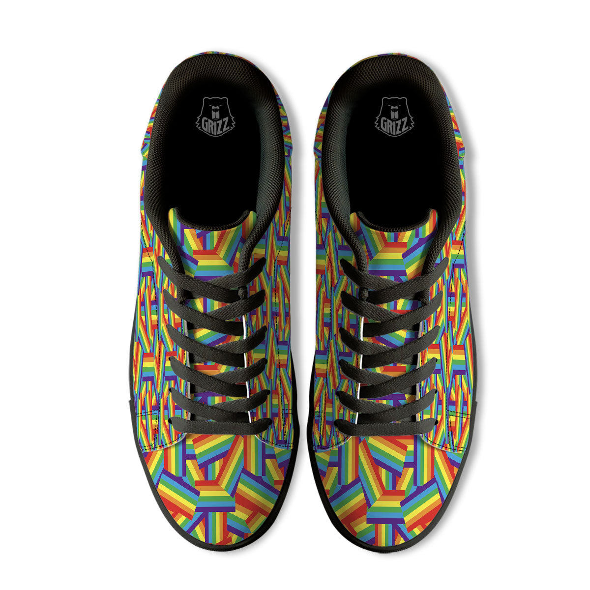 Rainbow Flag LGBT Pride Pattern Black Low Top Sneakers-grizzshop