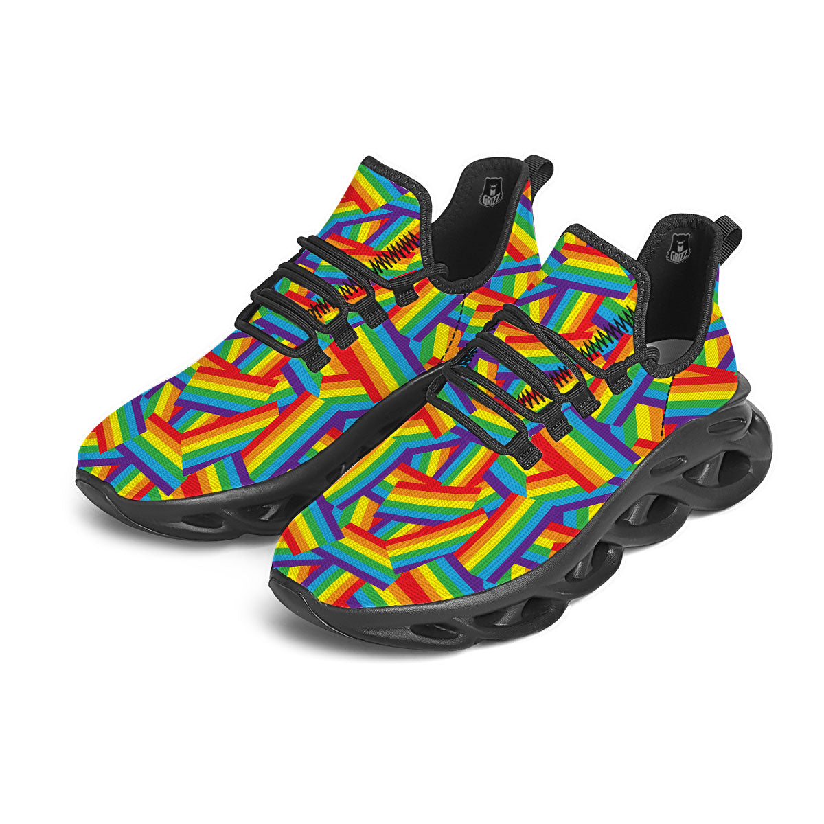 Rainbow Flag LGBT Pride Pattern Black Running Shoes-grizzshop