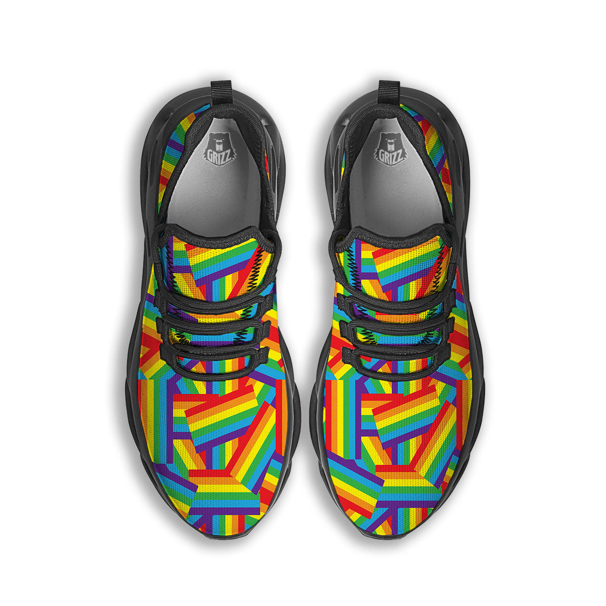 Rainbow Flag LGBT Pride Pattern Black Running Shoes-grizzshop