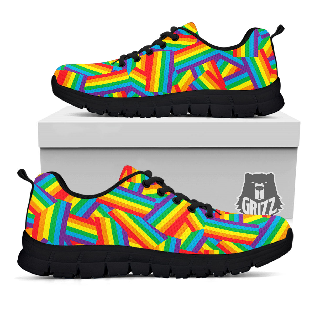 Rainbow Flag LGBT Pride Pattern Black Sneaker-grizzshop