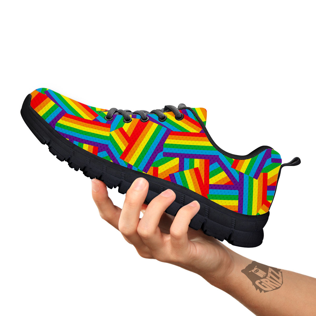 Rainbow Flag LGBT Pride Pattern Black Sneaker-grizzshop