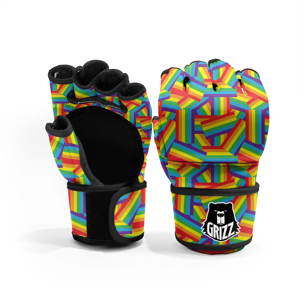 Rainbow Flag LGBT Pride Pattern MMA Gloves-grizzshop