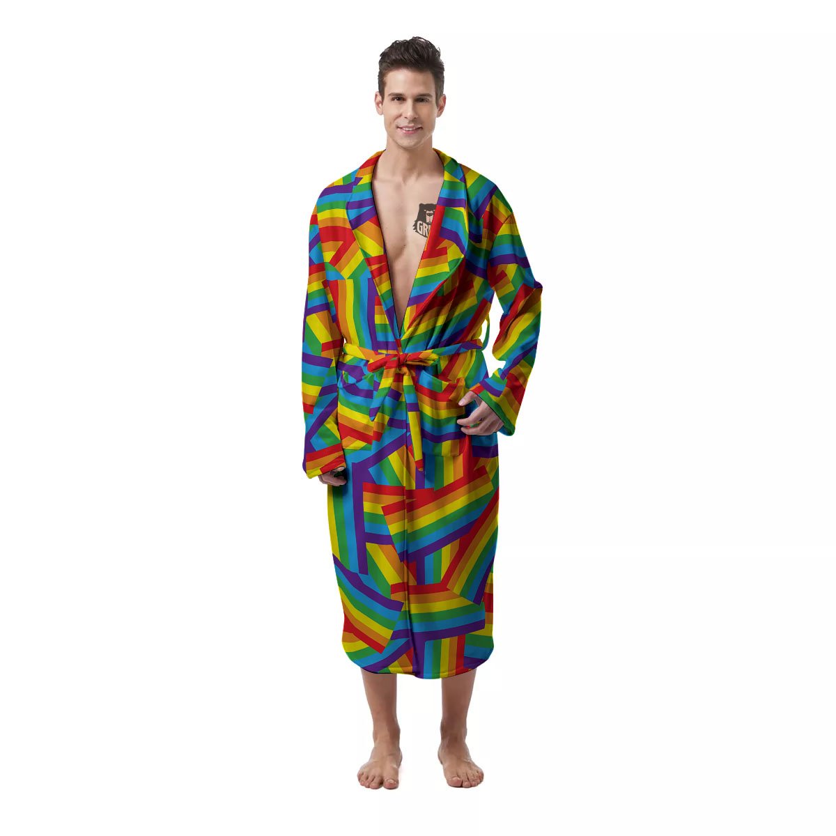 Rainbow Flag LGBT Pride Pattern Men's Robe-grizzshop