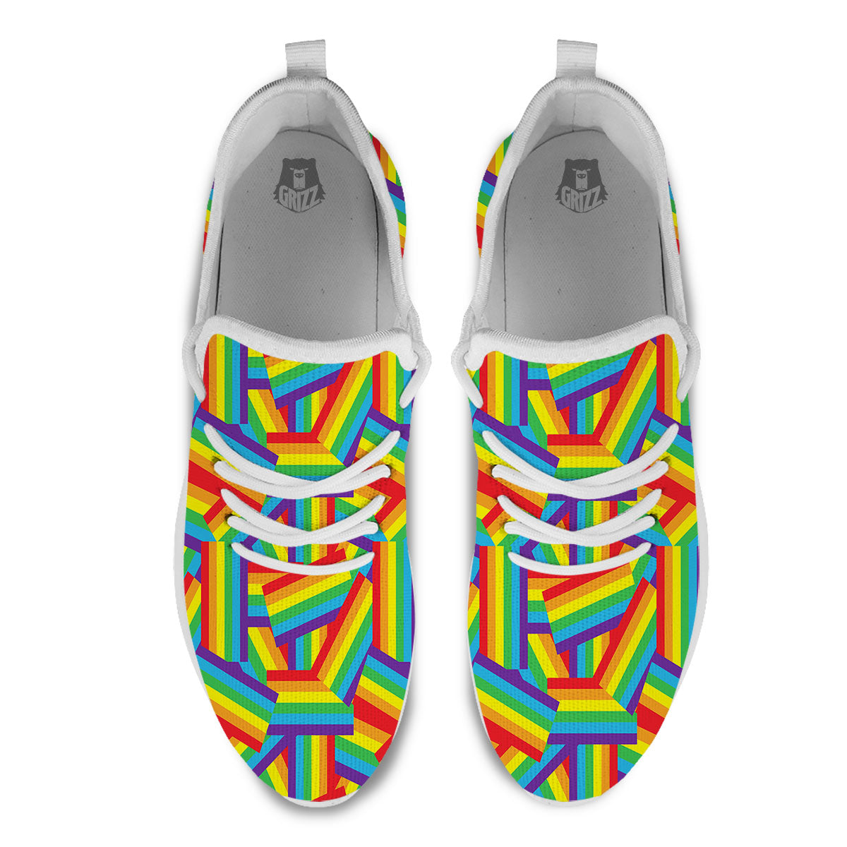 Rainbow Flag LGBT Pride Pattern White Athletic Shoes-grizzshop