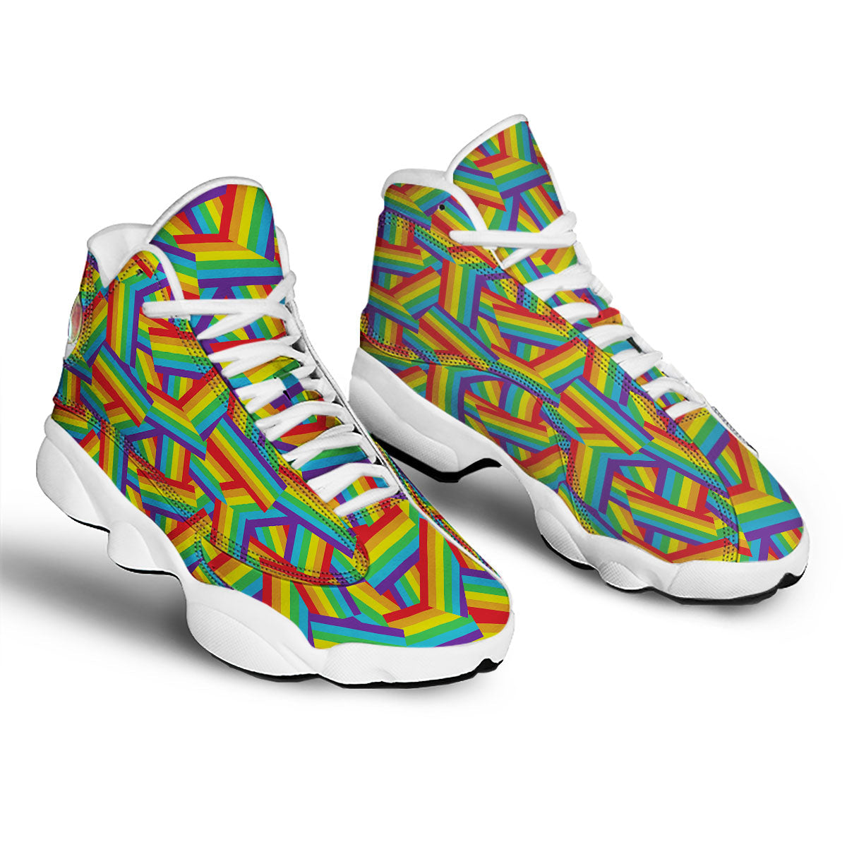 Rainbow Flag LGBT Pride Pattern White Basketball Shoes-grizzshop