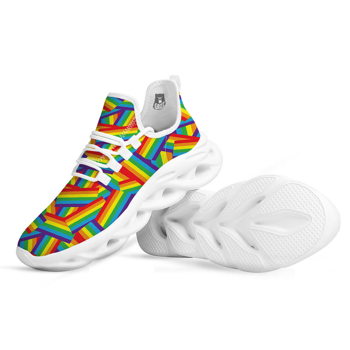 Rainbow Flag LGBT Pride Pattern White Running Shoes-grizzshop