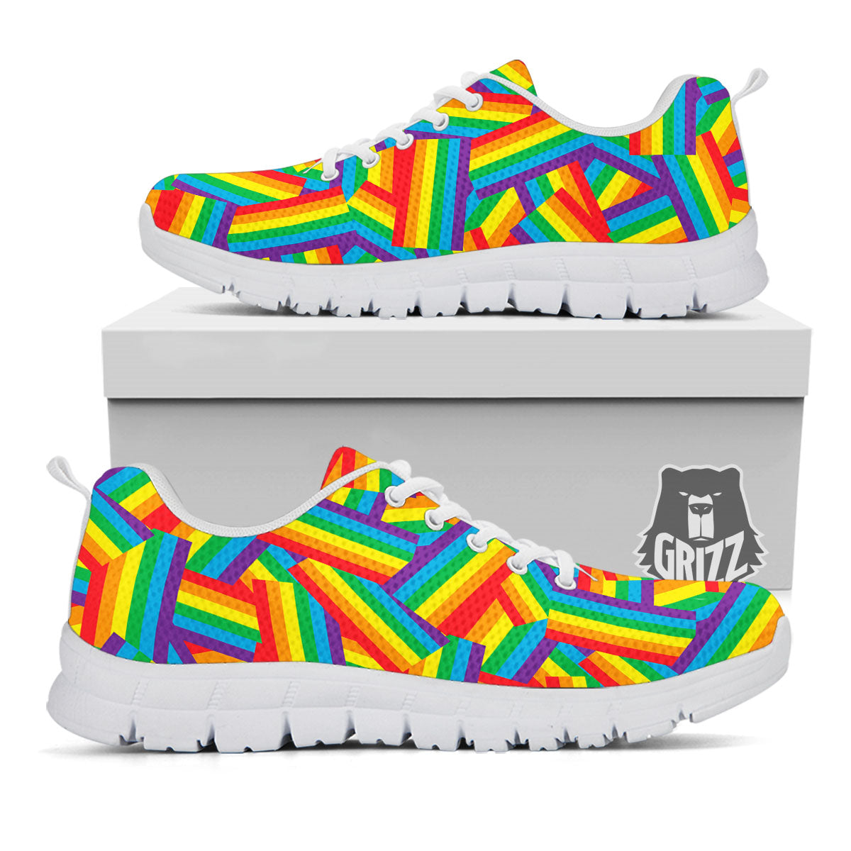 Rainbow Flag LGBT Pride Pattern White Sneaker-grizzshop