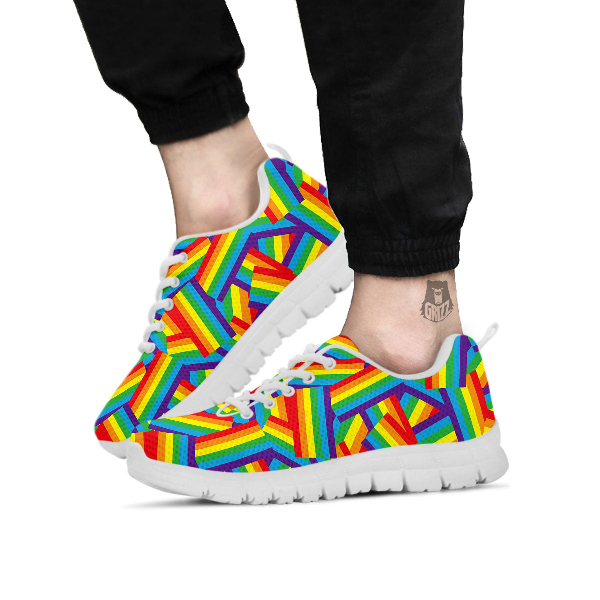 Rainbow Flag LGBT Pride Pattern White Sneaker-grizzshop