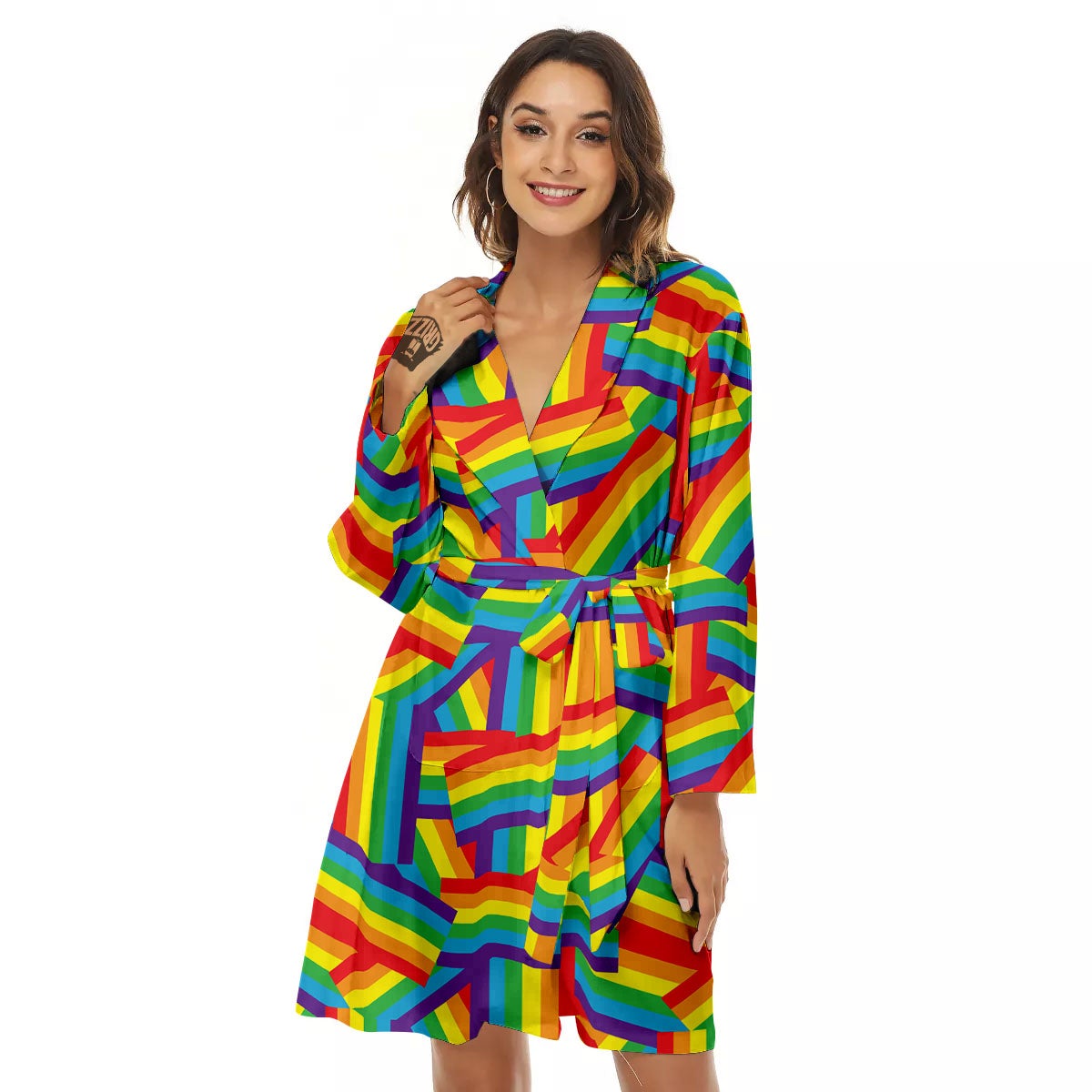 Rainbow Flag LGBT Pride Pattern Women's Robe-grizzshop