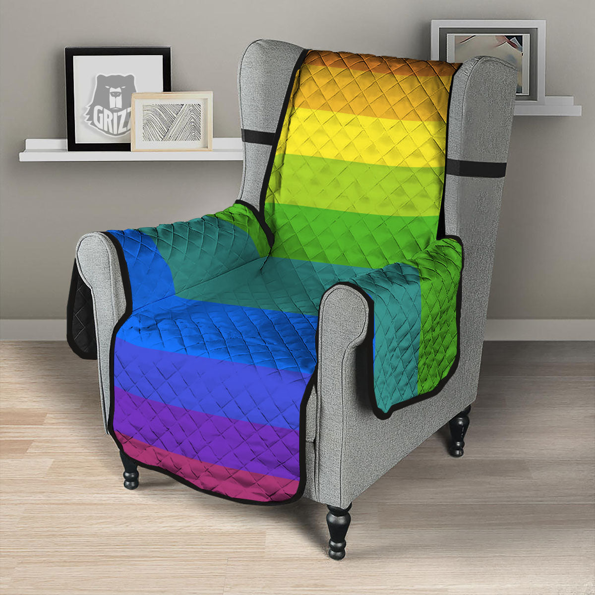 Rainbow Flag LGBT Pride Print Armchair Protector-grizzshop