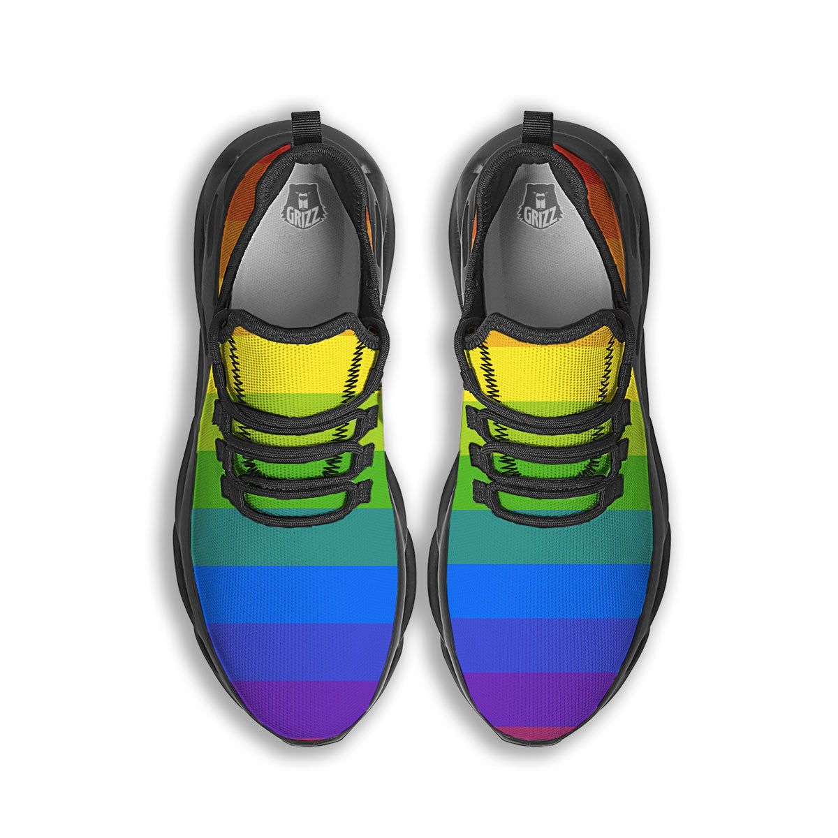 Rainbow Flag LGBT Pride Print Black Running Shoes-grizzshop