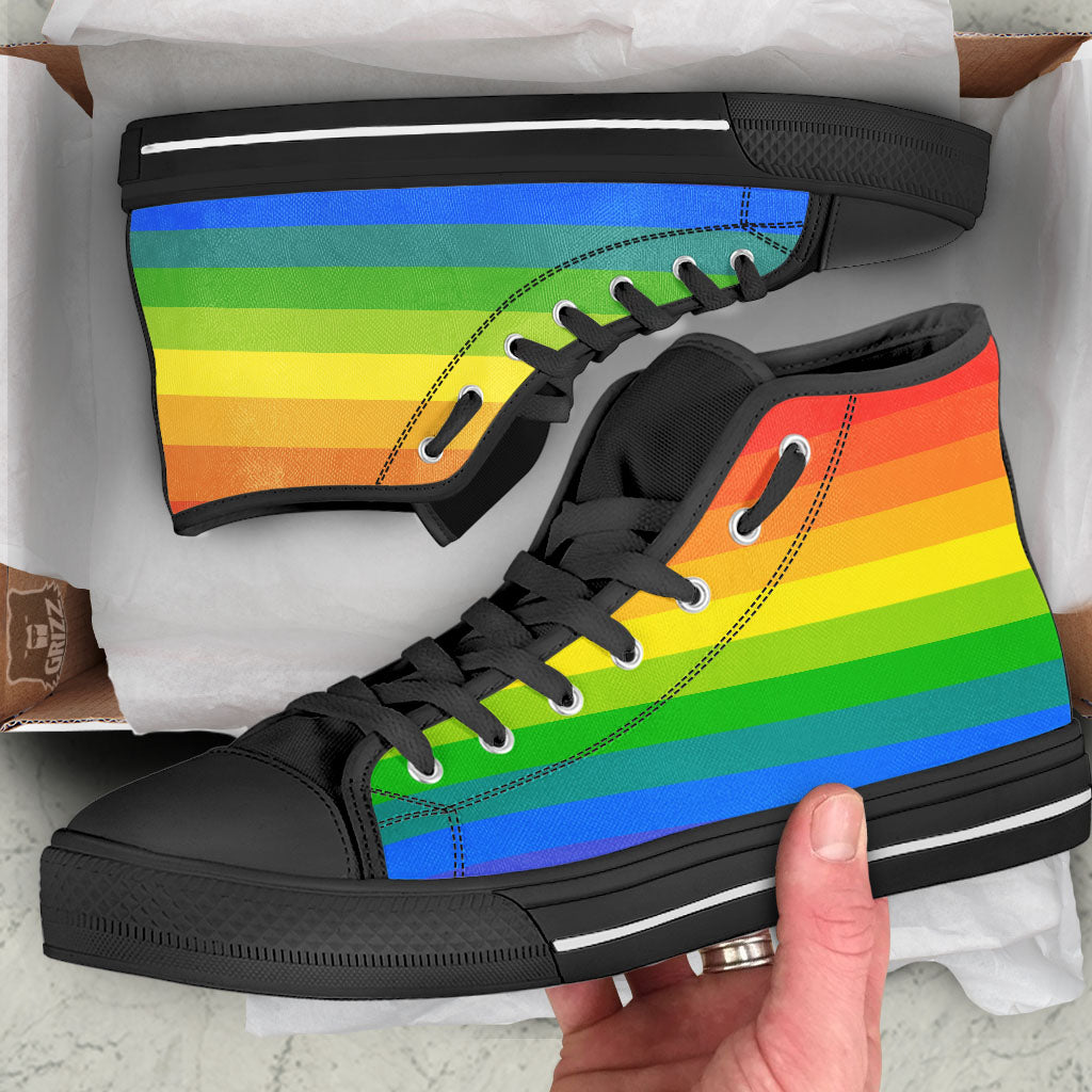 Rainbow Flag LGBT Pride Print High Top Shoes-grizzshop