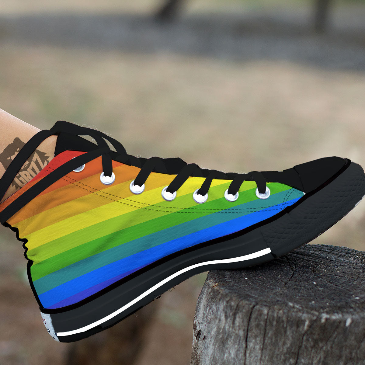 Rainbow Flag LGBT Pride Print High Top Shoes-grizzshop