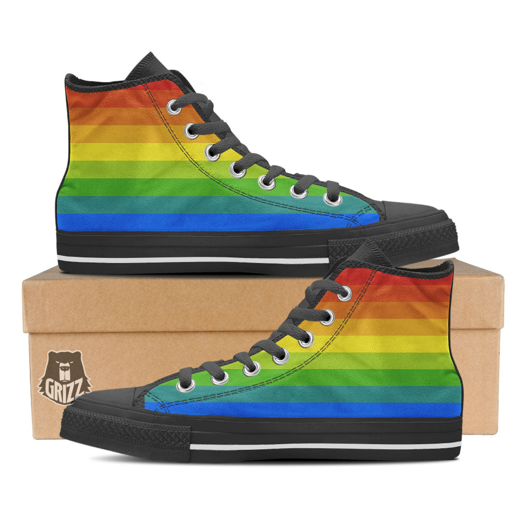 Rainbow Flag LGBT Pride Print High Top Shoes-grizzshop